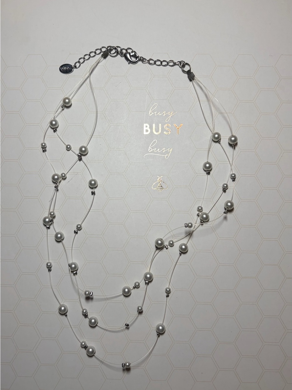 White Faux Pearl Multi- Strand Necklace